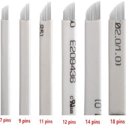 300 Pcs Plat White 12,14,18 shape for high quality Permanent makeup needles blade by free shipping