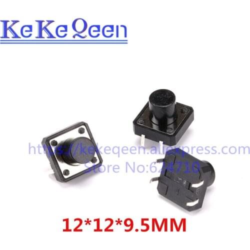50Pcs/Lot 12x12x9.5 12x12x9.5MM Touch Button Micro Switch Direct Plug-in Self-reset 12*12*9.5mm keys button DIP 4PIN 12*12*9.5