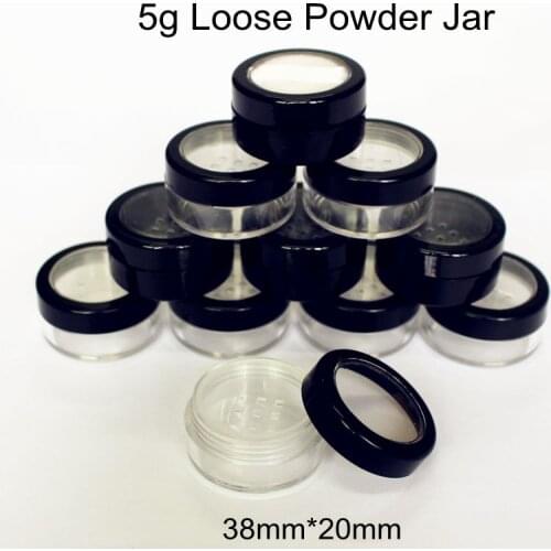 50pcs/lot 5g 5ml Black Empty Plastic Cream Jar DIY Cosmetic Loose Powder Container with Sifter Puff Package Case Bottle