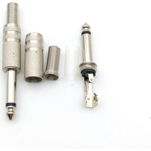 50PCS lot metal 6.35mm Male Mono Plug Audio Solder Connector with Spring