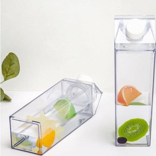 500ML Milk Water Bottle BPA Free Plastic Clear Milk Carton Box Transparent Cups Leakproof Creative Water Bottle
