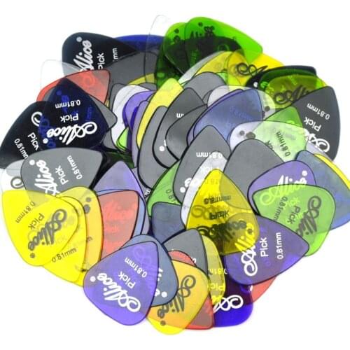 Alice 100pcs Medium 0.81mm Transparent Glossy Polycarbonate Guitar Picks Plectrums For Acoustic Guitar