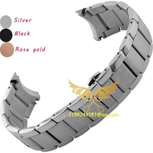 Free shipping Watch strap 22mm Curved end Silver Stainless Steel Watch Bands bracelets Watches Wristwatches