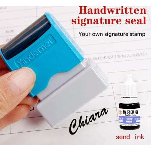Custom teacher Name ink Stamp Signature Calligraphy Selfing-inking Personalized Letter Stamp for School student Child Cloths
