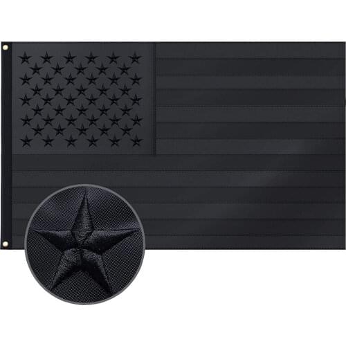 All Black American Flag 3x5Ft Embroidered Stars Stripes US Flag Brass Metal Buttonhole Shading Tactical American Flag
