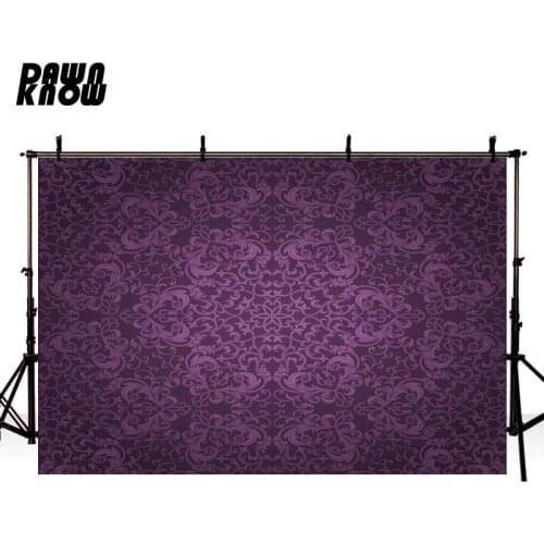 DAWNKNOW Purple Damask Flower Photography Background Backdrop Wedding Newborn Photocall Baby Children Photo Shoot Props GY347