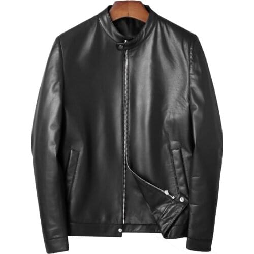 Formal Natural Sheep Skin Leather Jacket Men Meeting Working Outwear Leather Genuine Black Real Men Leather Jacket