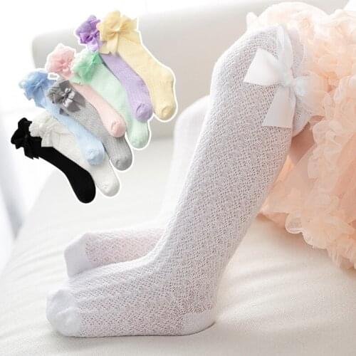 Childrens stockings mesh breathable over the knee baby mesh stockings kids bow mesh knee socks summer thin girl Leg Warmers