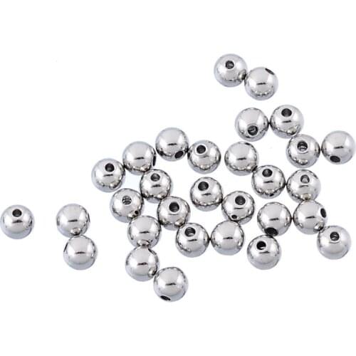DoreenBeads 304 Stainless Steel Spacer Beads Round Silver Color DIY Making Bracelets Necklace Jewelry About 4mm Dia, 50 PCs