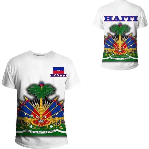 Tessffel Country Emblem Flag Caribbean Sea Haiti Island Retro Streetwear 3Dprint Funny Casual Short Sleeve T-Shirts Men/Women A2
