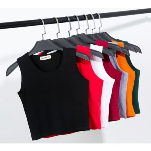 Black Round Neck Sleeveless Harajuku Womens T-Shirt Cotton Crop Top Womens Shirt Girls Lady Tee Tops Streetwear