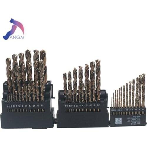 HSS-CO Cobalt Twist Drill 13/19/25pcs Straight Shank Twist Drill Bit Stainless Steel Plate Drill Nozzle Stand Drill Attachment