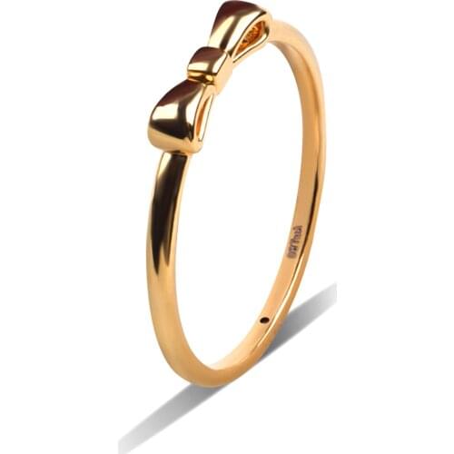 ZHIXI Genuine 18K Gold Jewelry Ring Solid AU750 Bow Design For Women Fine Jewelry Gifts Customizable Size R520