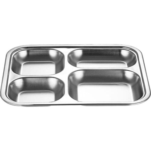 Stainless Steel Divided Dinner Tray Lunch Container Food Plate for School Canteen 3/4/5 Section