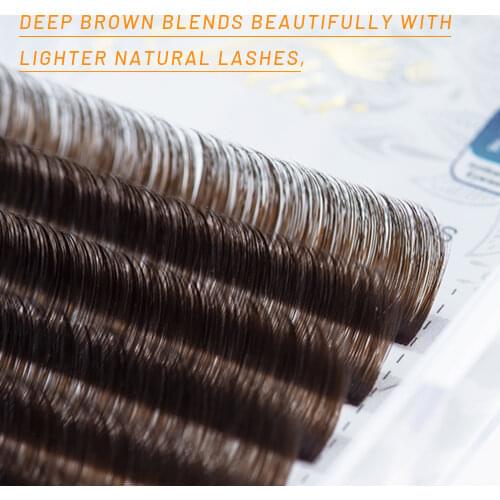 Yelix Brown Easy Blooming Lashes Soft Silk Easy Fanning Eyelash Extensions Dark Brown Lash Extensions Faux Mink Lashes Natural