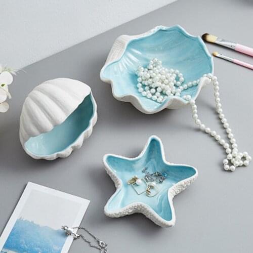 Creative Shell Ceramic Desktop Storage Accessories Modern Home Living Room Bedroom Decoration Gifts