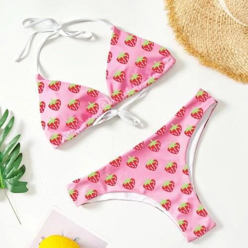 Sagace pink strawberry European and American beach bathing suit summer swimsuit womens one piece bikini sexy swimsuit