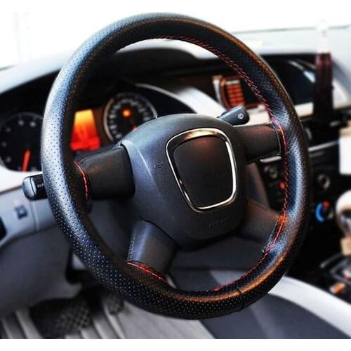 LEEPEE Universal PU Leather DIY Car Steering Wheel Cover Case With Needles and Thread