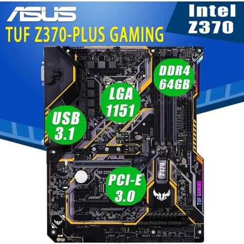 LGA 1151 Asus TUF Z370-PLUS GAMING Motherboard Support 8th-Gen i7 i5 i3 DDR4 64GB PCI-E 3.0 M.2 Desktop Intel Z370 Placa-Mãe