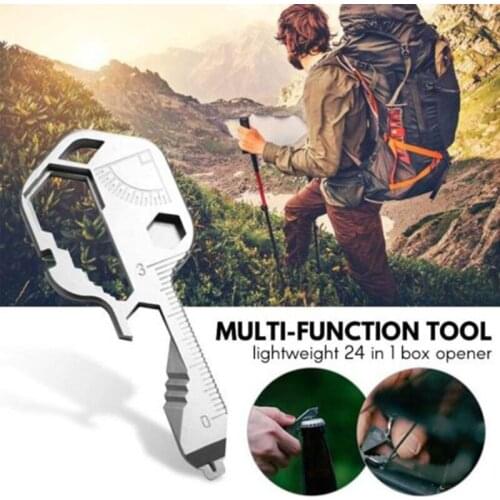 Metal Multifunctional Tool Key Shaped Pocket Tool Outdoor Tool for Drill Drive Measuring Bottle Opener Screwdriver SP99