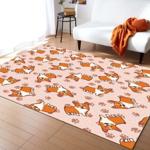Cartoon Pet Corgi Dog Cute Carpets for Living Room Childrens Room Carpet Bedroom Bedside Blanket Kitchen Doormat