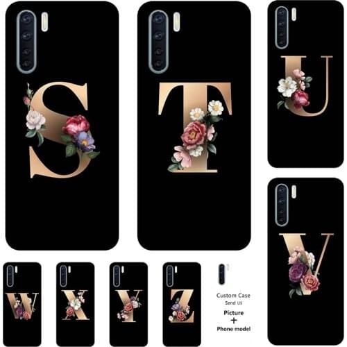 Flower 26 English Name Letters Custom Initial Case For OPPO A91 Soft Silicone Cover