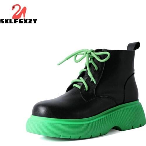 SKLFGXZY New Free Shipping Half Ankle Short Motorcycle Boots Natrual Leather Women Motorcycle Boots Women Snow Boot Shoes