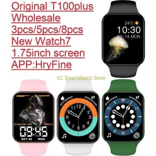 Original T100 plus Watch 7 Smart Watch T100plus SmartWatch Wholesale Bluetooth music RemotePhoto Dialing Message Reminder Sports