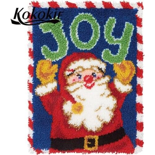 Christmas latch hook kits for adults large printed canvas yarn carpet diy latch hook rug kits carpet embroidery carpet diy rug