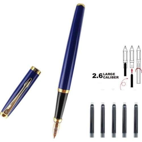 1pc Wing Sung Fountain Pen 0.5 Nib Black Red Blue Full Metal Ink Pens for Writing School Office Stationery