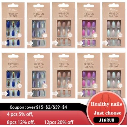 Tips Nails False with Glue Coffin Nail Art Press on Fake Stick Designs Full Cover Artificial Short Kiss Square Set Display Clear