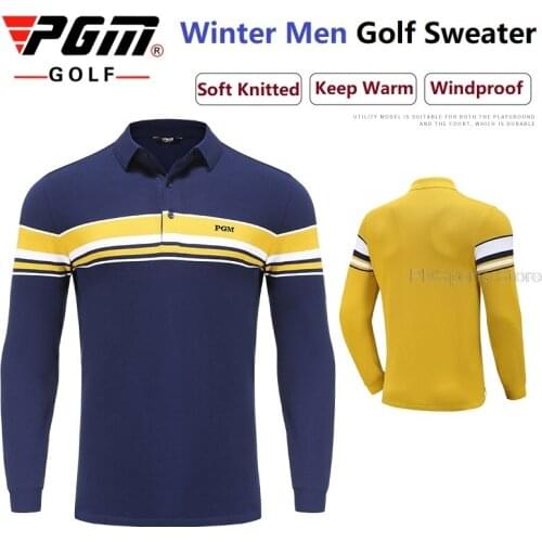 Pgm Golf Long Sleeves Knit Sweaters T-Shirts Mens Autumn Winter Golf Apparel Sweater Thick Warm Pullover For Men Training Shirt
