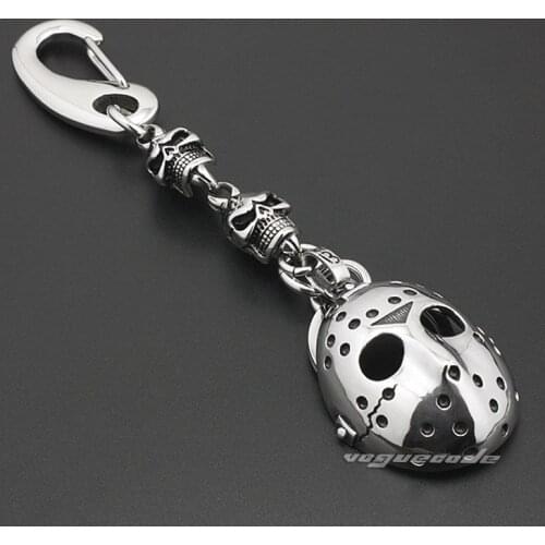 Unique 316L Stainless Steel Halloween Jason Mens Keychain W30KC_#ClaspA