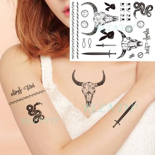 Waterproof Temporary Tattoo Stickers Bull rabbit head animal expression Fake Tatto Flash Tatoo hand foot arm for kids women men