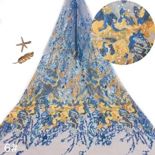 High Quality Lace Fabric Stacked Sequin Embroidery French Tulle Mesh Cloth Sewing Wedding Dress Skirt Tube Top 5 Yards Wholesale