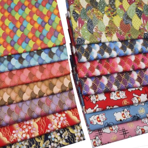 Japanese Wave Colorful Bronze Cotton Fabric For For Kimono DIY Handmade Accessories Crafts, Dolls & Bags Patchwork Cloth