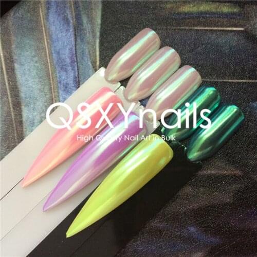 Wholesale 100g Green Shell Powder Nail Mirror Chrome Pigment Pearlescent Aurora Effect Glitter for Nail Art Decoration Manicure