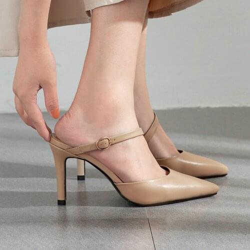 EshtonShero Mules Womens Shoes Woman Pumps Thin High Heels Pointed Toe Platform Pointed Toe Ladies Wedding Shoes Size 3-9