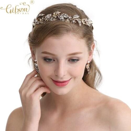 Beach Wedding Bridal Hair Accessories Antique Gold Headband Hair Vine Jewelry For Women Party Prom Dress