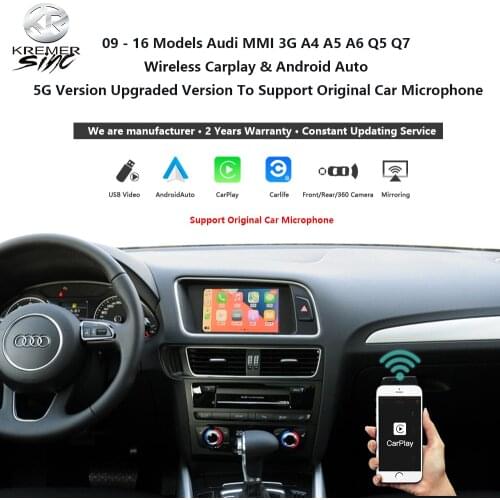 09 - 16 Models Audi MMI 3G A4 A5 A6 Q5 Q7 Wireless Carplay Android Auto 5G Upgraded Version To Support Original Car Microphone