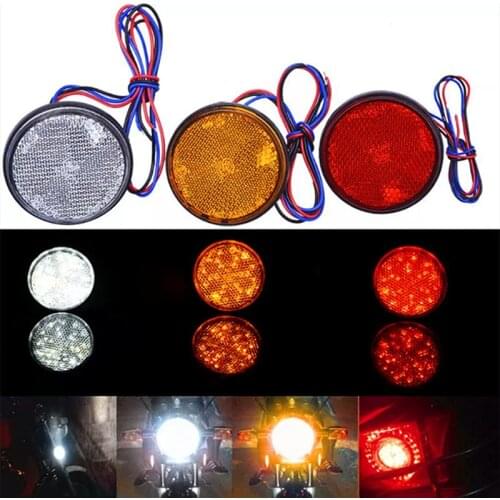 1Pc Car motorcycle round 24 LED brake turn signal stop tail lights reflector
