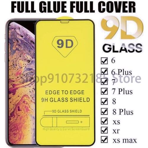 100Pcs 9D Full Glue Tempered Glass For Phone 12 pro max/11 Pro/SE 2020/XS MAX/XR/6/7/8 Plus 2.5D Full Covered Glass