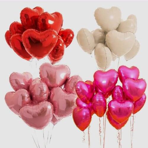 12pcs Pink Blue Heart Star Foil Balloons Kids Adult Birthday Party Decor Inflatable Air Helium Globos Baby Shower Decor Supplies