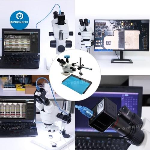3.5-90X Continuous Zoom Simul Focal Trinocular Stereo Microscope 21MP Camera adapter Phone Motherboard soldering repair tool