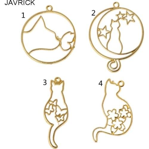 5Pcs Cute Cat Dog Hollow Frames Pendants Bezels Setting Resin Jewelry Making