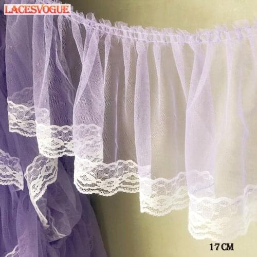5Yards 17cm Mesh Fold Lace Fabric Garment Needlework Sewing Patchwork DIY Handmade Accessories Dress Decoration 786