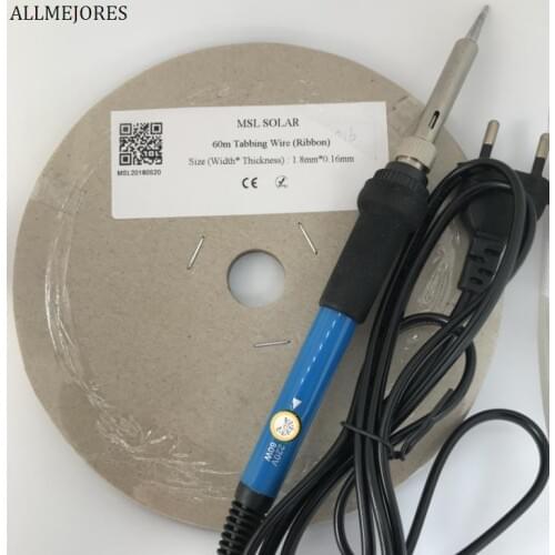 ALLMEJORES 200feet Solar cell Tabbing wire Bus strip 1.8mm Width 0.16mm Thickness + Solder Iron