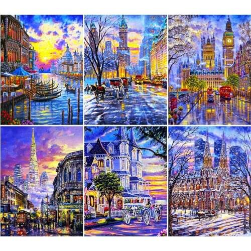 Diy 5d Full Diamond Painting Landscape Embroidery Square Round Drill Sunset Venice Mosaic Furniture Decoration Handmade Hobby