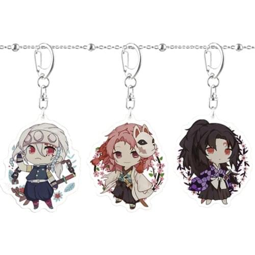 Anime Demon Slayer Keychain Japanese Cartoon Kimetsu No Yaiba Acrylic Key Pendant Cute Figures Sleutelhanger