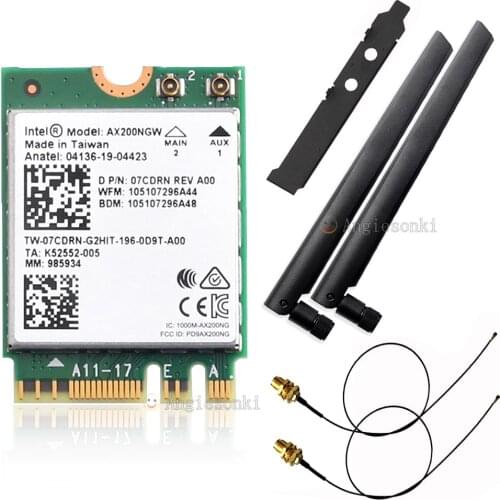 Dual-band 2.4Gbps Intel Wi-Fi 6 AX200NGW 802.11ax / ac MU-MIMO 2x2 Wifi AX200 NGFF M.2 Bluetooth 5.0 NetworkWlanCard + antenna